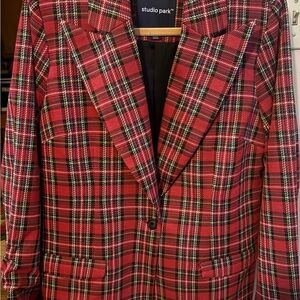 Studio Red and Black Plaid Women's Blazer